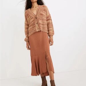 Madewell Flounce-Hem Midi Skirt in Cheetah Jacquard